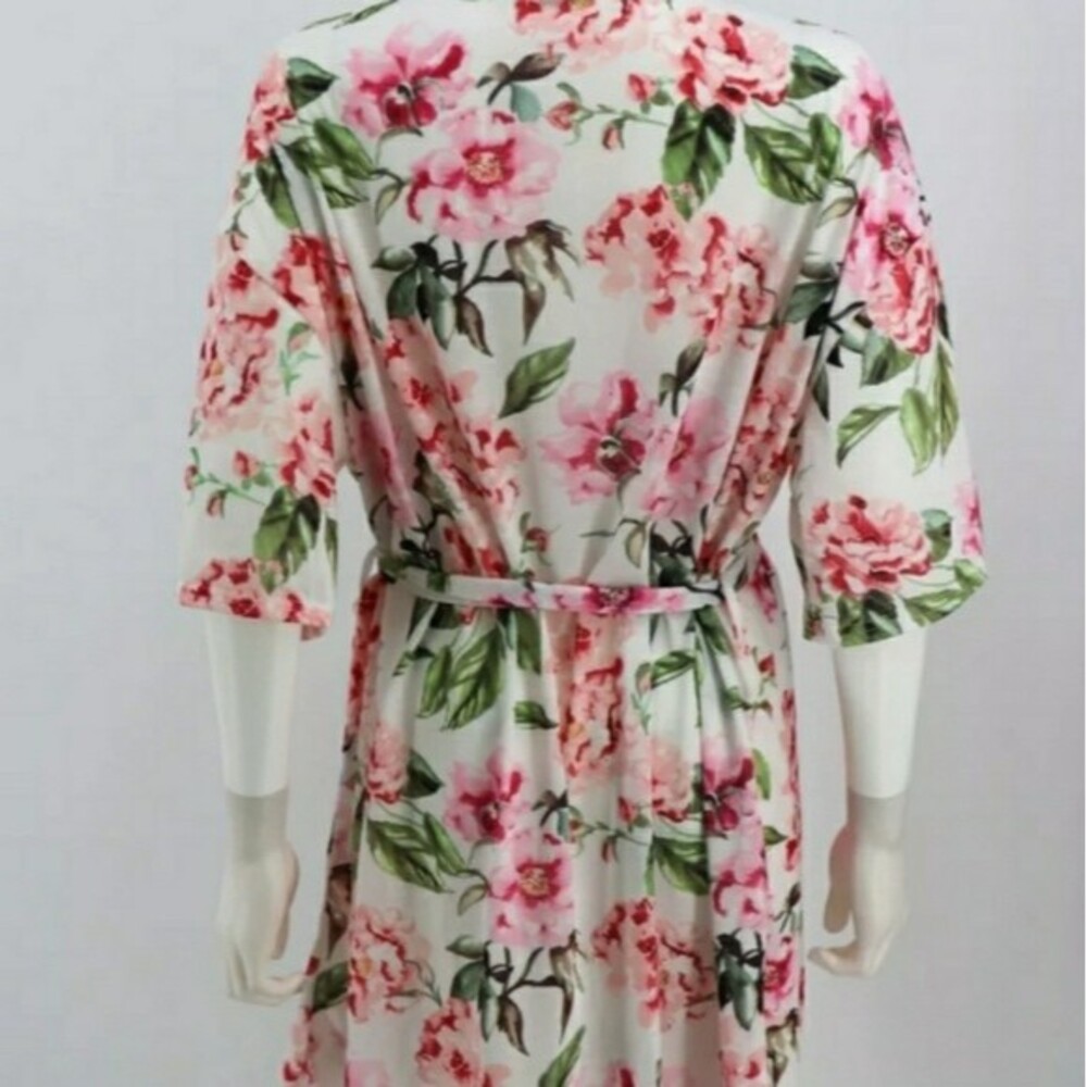 Show me your mumu pink floral Brie kimono wrap with pockets/belt SM - Picture 5 of 13